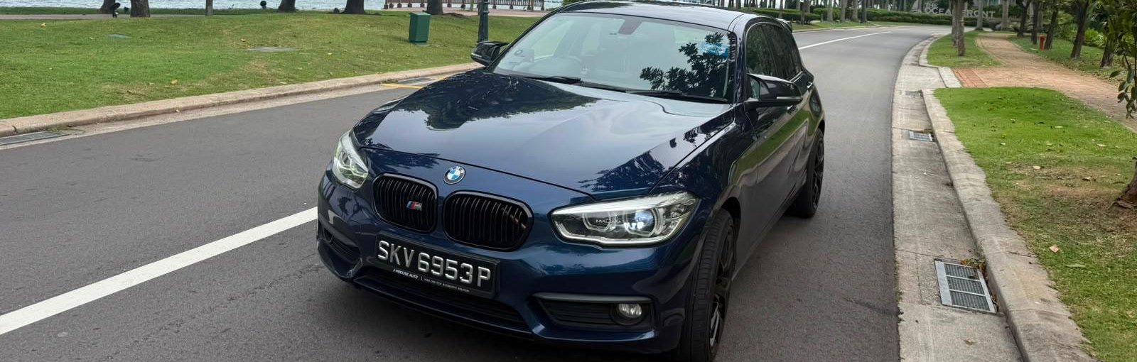 BMW 116d — dark blue hatchback, SG-plated